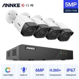 Annke - 8CH Système de sécurité vidéo réseau Super hd PoE 5MP 4 caméras style a – sans disque dur