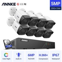 Annke - 8CH Système de sécurité vidéo réseau Super hd PoE 5MP 8 caméras style a – 1TB