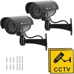 BSR - 2Pcs Caméra Fausse Caméra de Surveillance Caméra Factice avec led Infrarouge Clignotante
