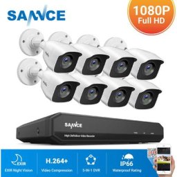 Sannce Système de caméra de sécurité cctv 8CH 5 en 1 1080p dvr et caméras de surveillance filaires