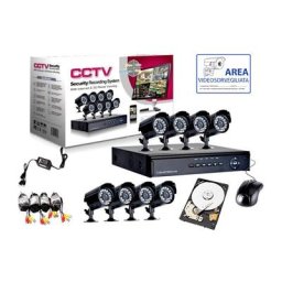 Housecurity - kit de surveillance vidéo 8 caméra infrarouge + dvr + alimentation + câbles + disque