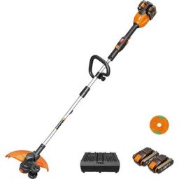 Coupe-bordure à batterie sans Fil 36V (40V max) avec 6m Bobine Fil, 2x20V/2,0Ah, Batterie