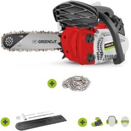 Greencut - Tronçonneuse à essence 28cc 1.7cv, moteur 2 temps, guide de 10, pour l'élagage, coupe