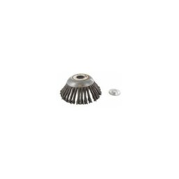 Tête brosse métallique pour débroussailleuse diamètre: 150 mm et angle de 45°. a partir de 30cc.