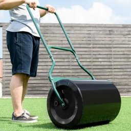 Rouleau à Gazon 60 l Dia.40cm x Largeur 50cm, Rouleau de Jardin en Fer Remplir de Eau ou Sable avec