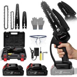 Ranipobo - Mini tronçonneuse electrique rechargeable Sans fil gagafeel 24V 6 pouces 2 chaines et 2
