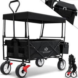 Chariot de transport pliable avec toit Charrette à bras Chariot à roulettes Remorque de transport 2