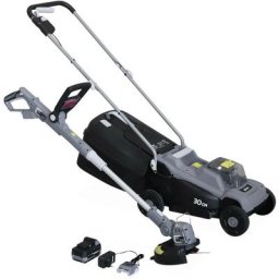 Tondeuse à gazon sans fil 30cm batterie 20V Lithium 4Ah et chargeur + débroussailleuse sans fil
