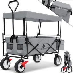 Chariot de transport pliable avec toit Charrette à bras Chariot à roulettes Remorque de transport 2