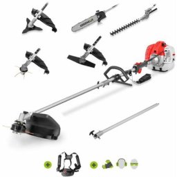 Outil multifonction 65cc 4,9cv moteur à essence 2 temps, 6 accessoires différents pour la coupe,