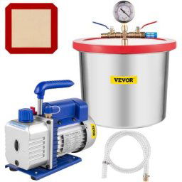 Kit Pompe a Vide 85 L/min avec Chambre a Vide de 7.6 l Degazage Refrigerant Bruit Reduit Pompe a