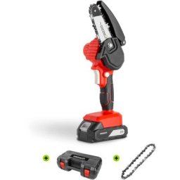 Mini tronçonneuse portative batterie au lithium 21V, lames 101.6mm (4), 2 chaînes, chargeur et étui