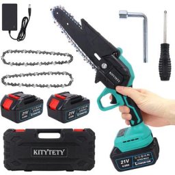 Kitytety - Tronçonneuse Sans Fil Portable à une Main de 6 Pouces - 2 Batteries Rechargeables pour