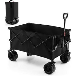 Chariot de Jardin/Charrette à Main Pliable à 4 Roues, Collection d'Outils pour Extérieur Jardinage,