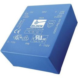 Fl 18/9 Transformateur pour circuits imprimés 2 x 115 v 2 x 9 v/ac 18 va 1.0 a - Block