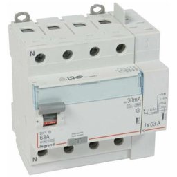 Interrupteur différentiel DX³-ID arrivée haut à vis et départ haut automatique - 4P 400V 63A typeF