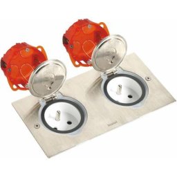 Legrand - Double prise de sol inox étanche ip 44 clapet de protection + boite à encastrer