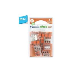 Wago - S221 15 mini bornes de connexion rapide 3 entrées pour fils souples et rigides - 221-413