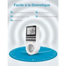 Prise Programmable Digitale, Minuterie Numérique Hebdomadaire avec Ecran lcd, Minuterie Prise