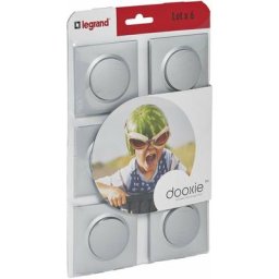 Lot de 6 Interrupteurs ou va-et-vient Dooxie - Aluminium - Griffes non fournies - Legrand