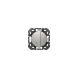 Double Interrupteur ou va-et-vient Dooxie - 10A - 250V - Aluminium - Legrand