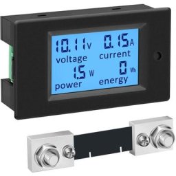 DC Power Meter, 6.5-100V 100A Digital Multimeter, LCD Display Voltage Current Energy Monitor 12V