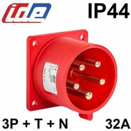 IDE - Embase male à encastrer 32A 3P+T+N 380V IP44