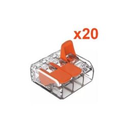 Silumen - Borne Wago à levier 3 entrées (Pack de 20) Transparent