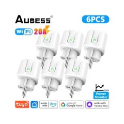 Prise de courant intelligente eu/fr 20A AC100-240V WiFi, pour Tuya Smart Life Alice Alexa Google