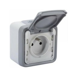 Legrand - Prise 2P+T avec volet de protection Plexo - gris