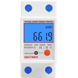 Sous compteur électrique monophasé, certifié mid, 45A max modulaire, Simple tarif, Affichage lcd.