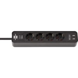 Brennenstuhl - bande de puissance de ecolor usb de charge 4-vitesse 1.5m noir / noir H05VV-F 3G1.5