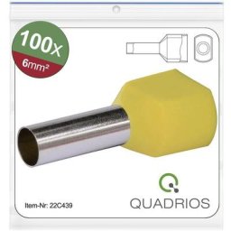 Quadrios 22C439 Embout double dextrémité de câble 6 mm² partiellement isolé jaune 1 set