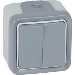 Legrand - va et vient double plexo en saillie - gris 069715