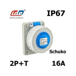 IDE - Prise Schuko 2P+T 16A - étanche IP67 à fixer sur coffret