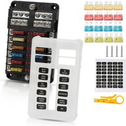 Boîte à fusibles de voiture bloc de fusibles 12 voies 12V 32V distributeur de camion ato - Noir