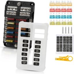Boîte à fusibles 12 voies 12V pour camping car bateau jusqu'à 100A porte fusible - Noir - Randaco