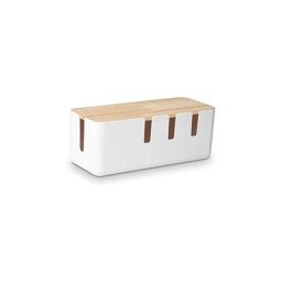 Boîte de Rangement de câbles 30,5 x 12,5 x 11,5 cm, Couvercle en Bois, Organisateur de Cordon pour