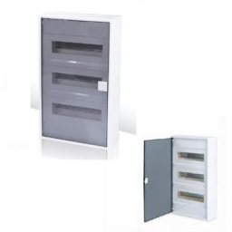 Coffret électrique apparent 39 modules 3 rangées avec porte Translucide et Borniers