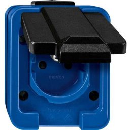 Complet Prise 2P+T avec clapet bleu 289378 - bleu - Merten