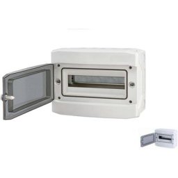 Coffret électrique étanche 12 modules apparent IP65 + borniers de terre / Neutre et 10 entrées câble