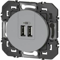 Chargeur 2 USB - A+A - 2.4A - 12W - Dooxie - Aluminium composable - Legrand