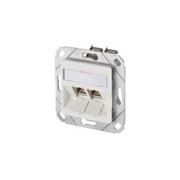 Prise réseau encastré insert avec plaque centrale cat 6 2 ports Metz Connect 1309121102-E blanc pur