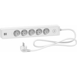 Rallonge multiprises 5 prises 2P+T blanche 2 usb 1,5m Schneider Electric ref. ST935U1W