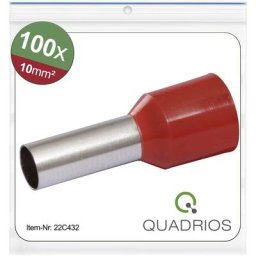 22C432 Embout simple d'extrémité de câble 10 mm² partiellement isolé rouge 1 set X572352 - Quadrios