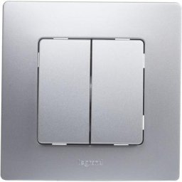 Interrupteur Legrand 396480 en aluminium. Interrupteur double 10A de la gamme monobloc Niloé,