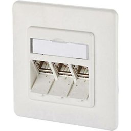 Prise réseau encastré insert avec plaque centrale et châssis cat 6a 3 ports Metz Connect
