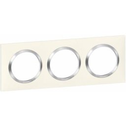 Plaque carrée Dooxie - Blanc - Bague chrome - 3 postes Legrand