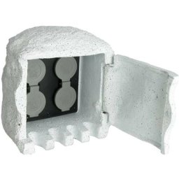 Hommoo - Borne electrique de jardin imitation pierre avec telecommande HDV26416