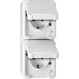 Aquastar shuko double prise double surround. brs vertical, blanc polaire, MEG2328 8019 - Merten